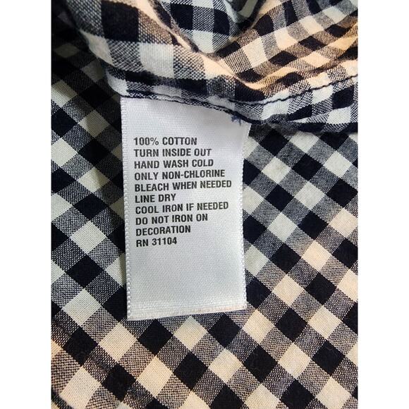 Crown & Ivy Navy Plaid‎ Embellished Long Sleeve Button Front Shirt Size M - Picture 4 of 6